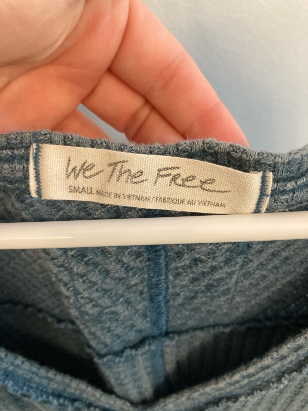 We The Free People Coraline Thermal Womens Small Oversized Swing Top Legion Blue - Picture 7 of 8